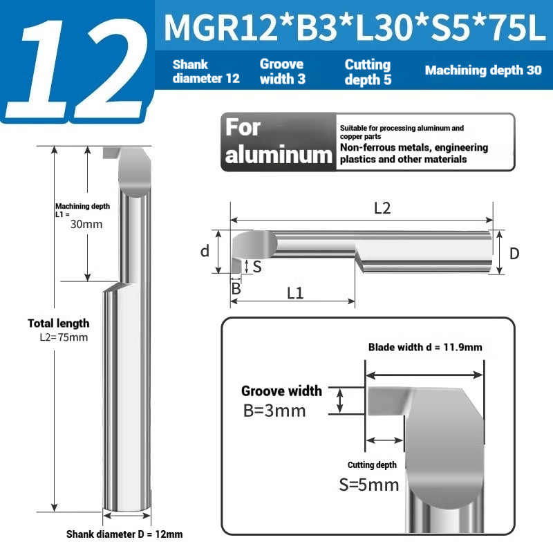 1136-CNC Small Bore Grooving Tool MGR Integral Tungsten Carbide Small Bore Hook Grooving Tool for Steel and Aluminum Internal Grooving Toolholder Shandong Denso Pricision Tools Co.,Ltd.
